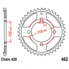Kettenrad 54Z Teilung 428 Innendurchmesser 100 Lochkreis 116 passend für: Kawasaki KX, KLX