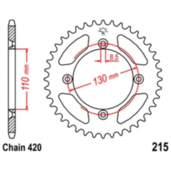 Kettenrad 50Z Teilung 420 Innendurchmesser 110 Lochkreis 130 passend für: Honda CRF, CR