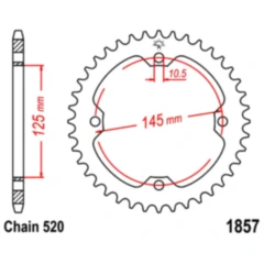 Kettenrad 37Z Teilung 520 Innendurchmesser 125 Lochkreis 145 passend für: Yamaha YFM, YFZ