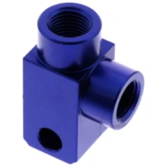 2-Wege Verteiler 90 Grad geschraubt TYP812 M10 x 1.00 blau