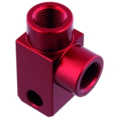 2-Wege Verteiler geschraubt 90 Grad TYP812 M10 x 1.00 rot