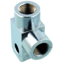 2-Wege Verteiler geschraubt 90° TYP812 M10 x 1.00 Doppelausgang Aluminium
