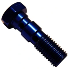 Hohlschraube doppelt M10 x 1.25 Aluminium blau