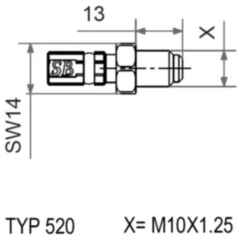 Aussengewinde fest Vario TYP520 M10 x 1.25 gold