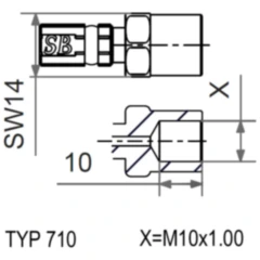 Innengewinde fest Vario TYP710 M10 x 1 blau für Speed Brakes