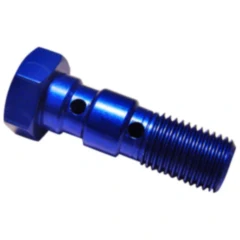 Hohlschraube doppelt 3/8-24 für Motorräder Alu blau