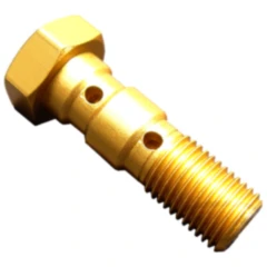 Hohlschraube doppelt 3/8-24 für Motorräder Alu gold