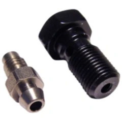 Hohlschraube M10 x 1,00 schwarz mit Entlüfternippel für Motorräder