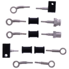 Bremsschlauch Kit aus Stahlflex mit silbernen Anschlüssen – 5-teilig