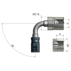 Vario Innengewinde beweglich TYP619 90 M10 x 1 aus Edelstahl